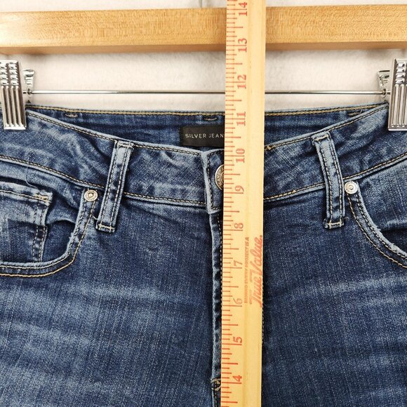 Silver Jeans Womens 32 Blue Mid Rise Boyfriend Dark Wash Stretch Casual Denim - Picture 4 of 12